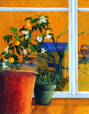 thumbnail of "self portrait in blue" portrait painting